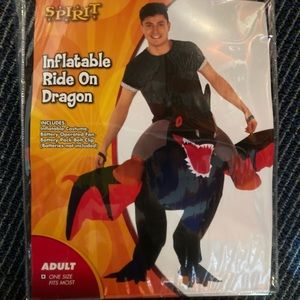 NWT RIDE ON DRAGON ADULT INFLATABLE COSTUME BLACK one Size fits Most